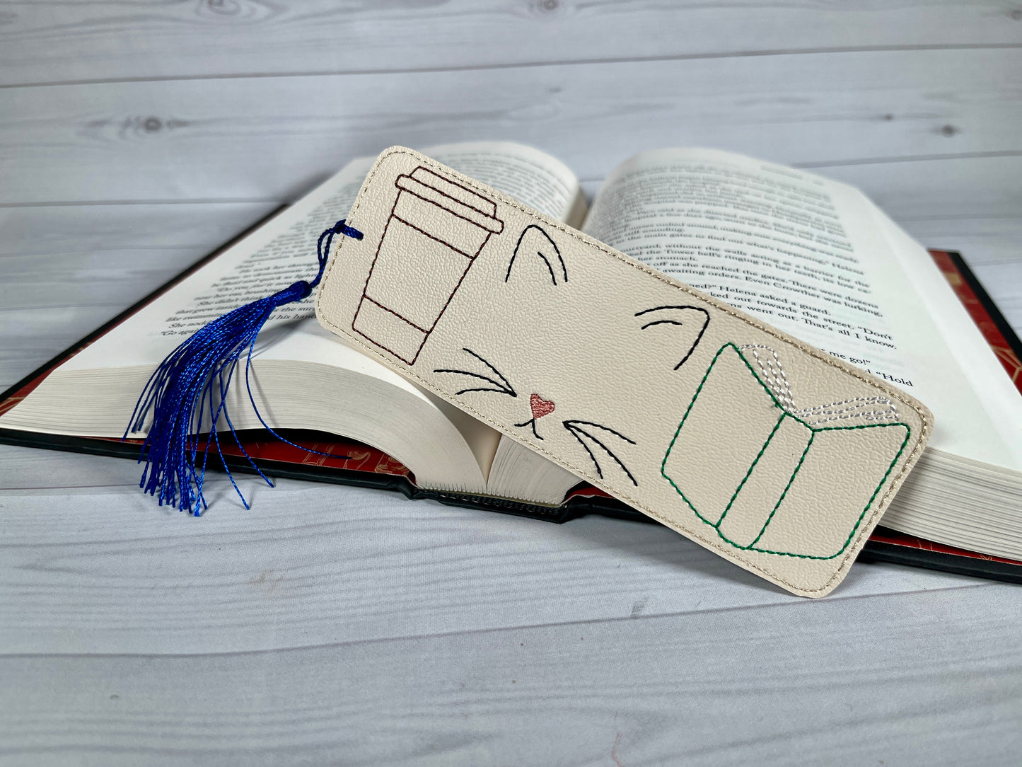 Coffee, Cats and books bookmark