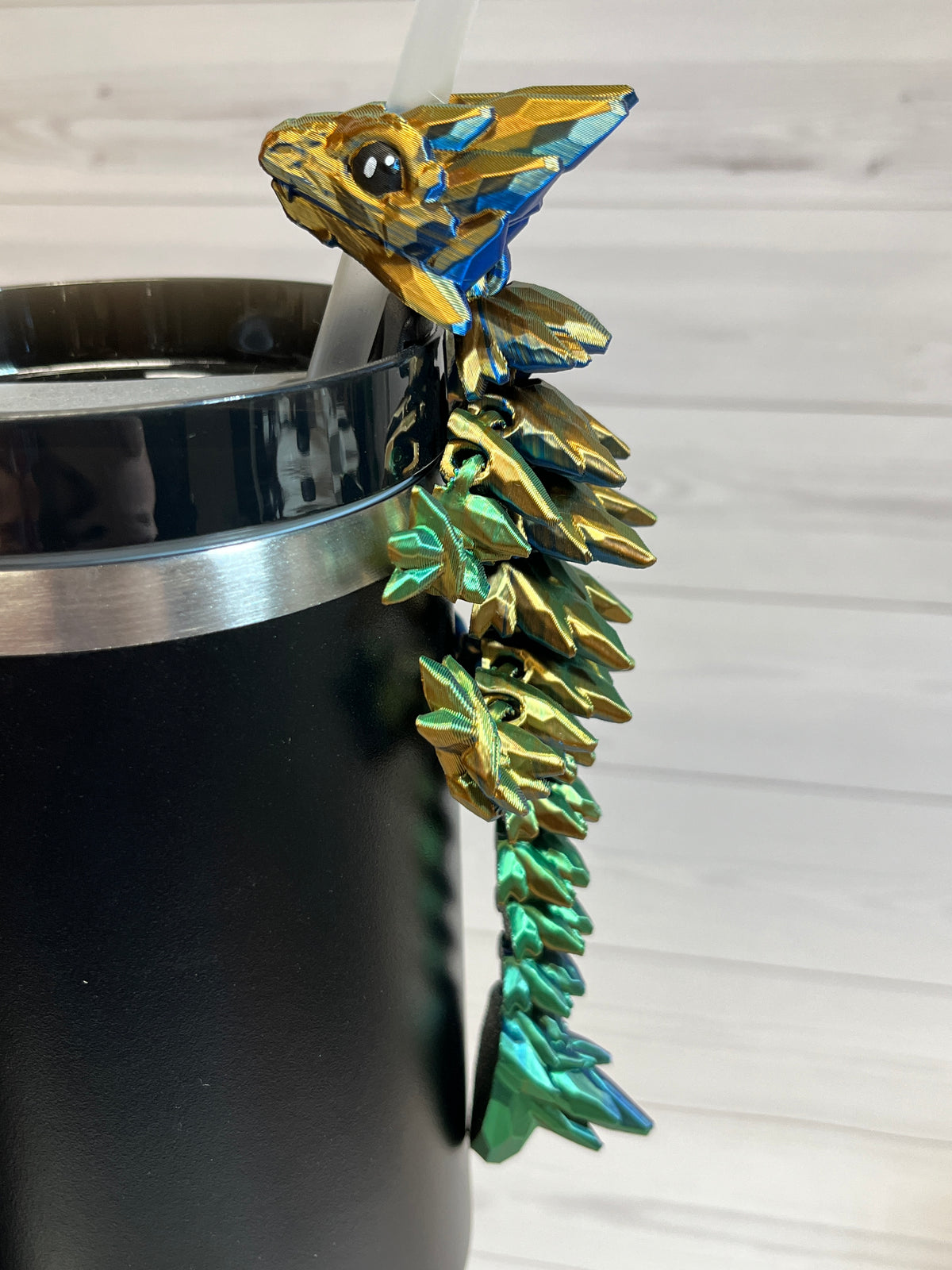 Dragon Straw Buddy- Tri Blue/Green/Gold