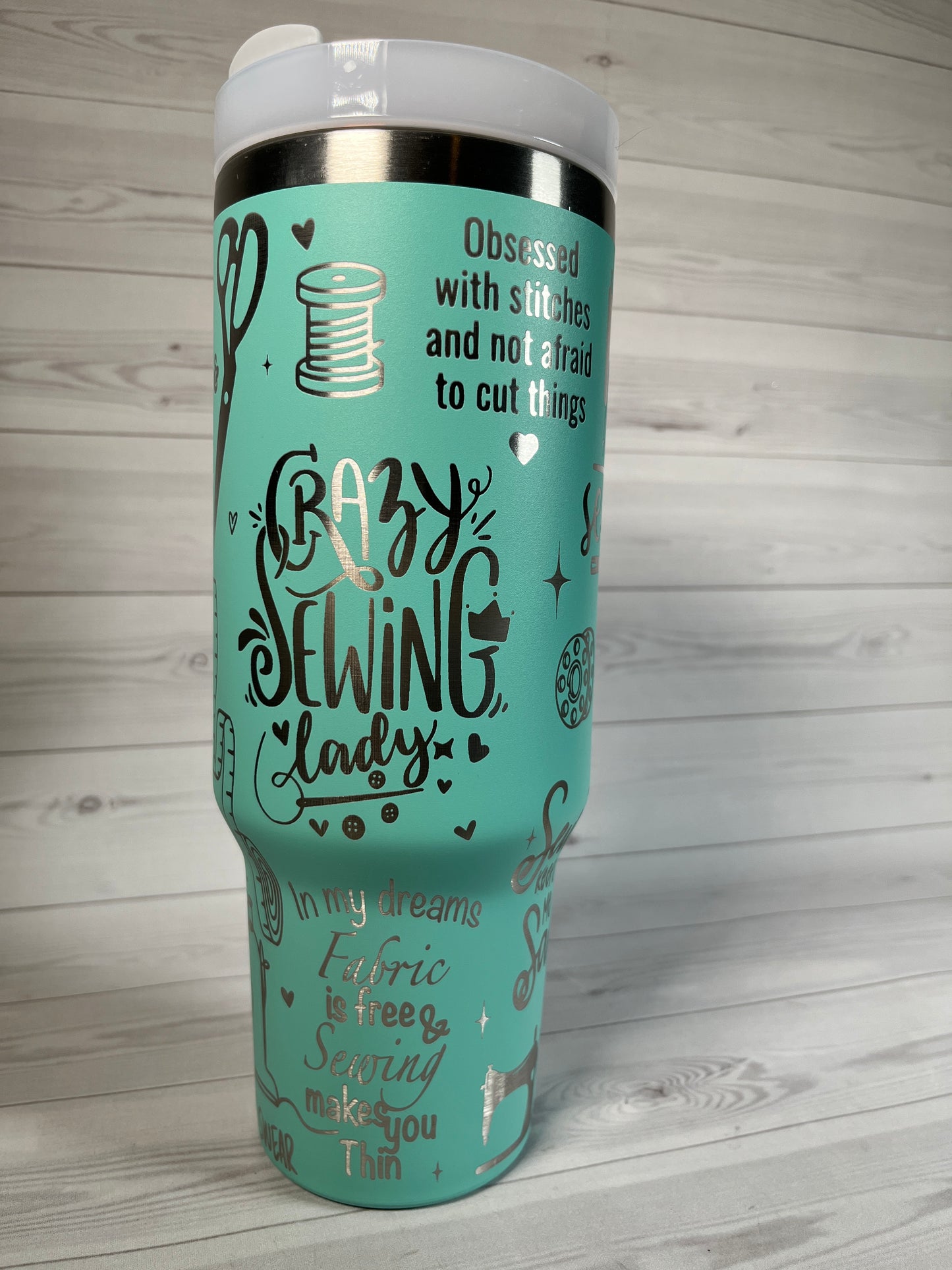 Crafting- Crazy Sewing Lady 40 oz tumbler
