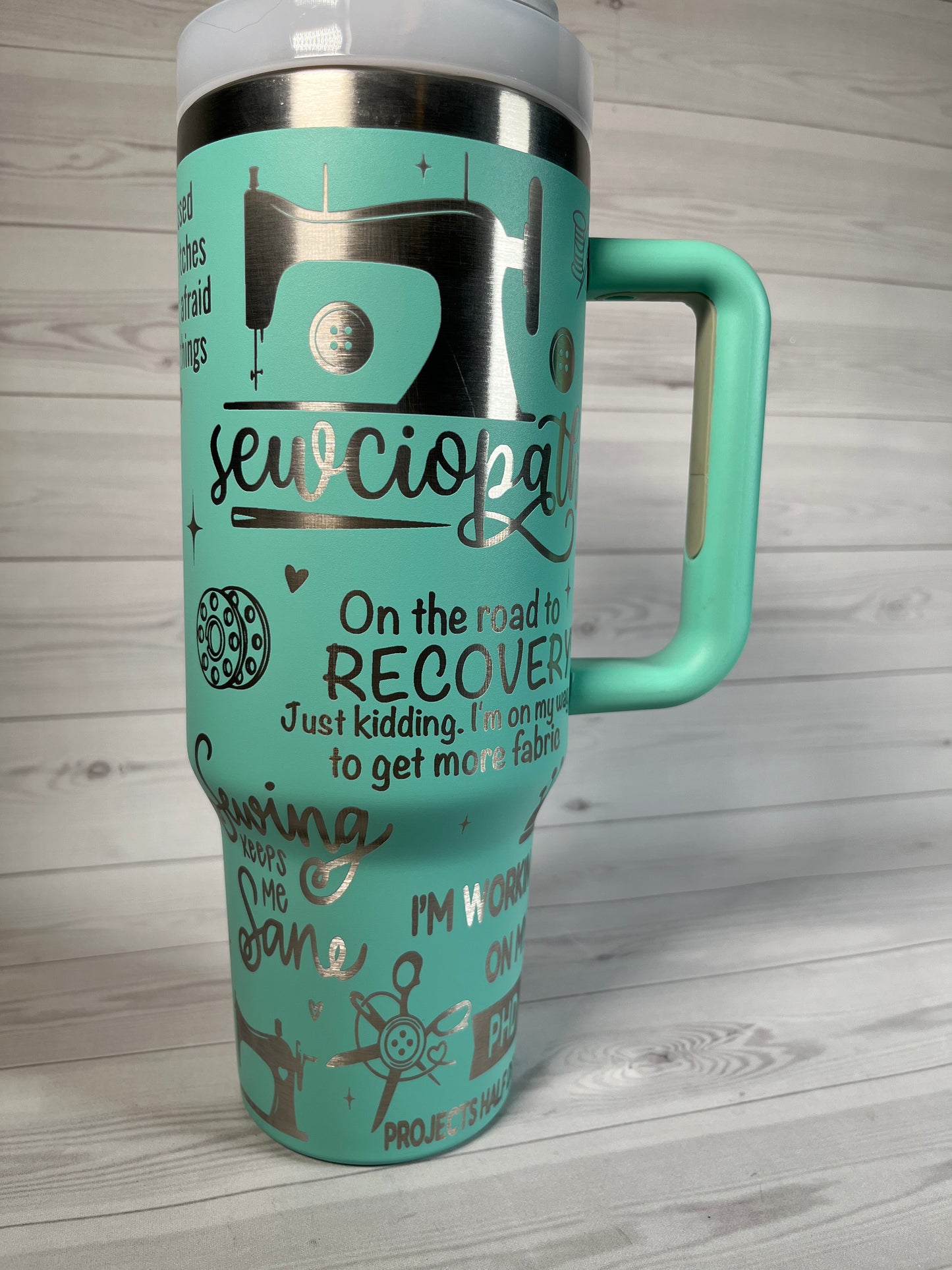 Crafting- Crazy Sewing Lady 40 oz tumbler