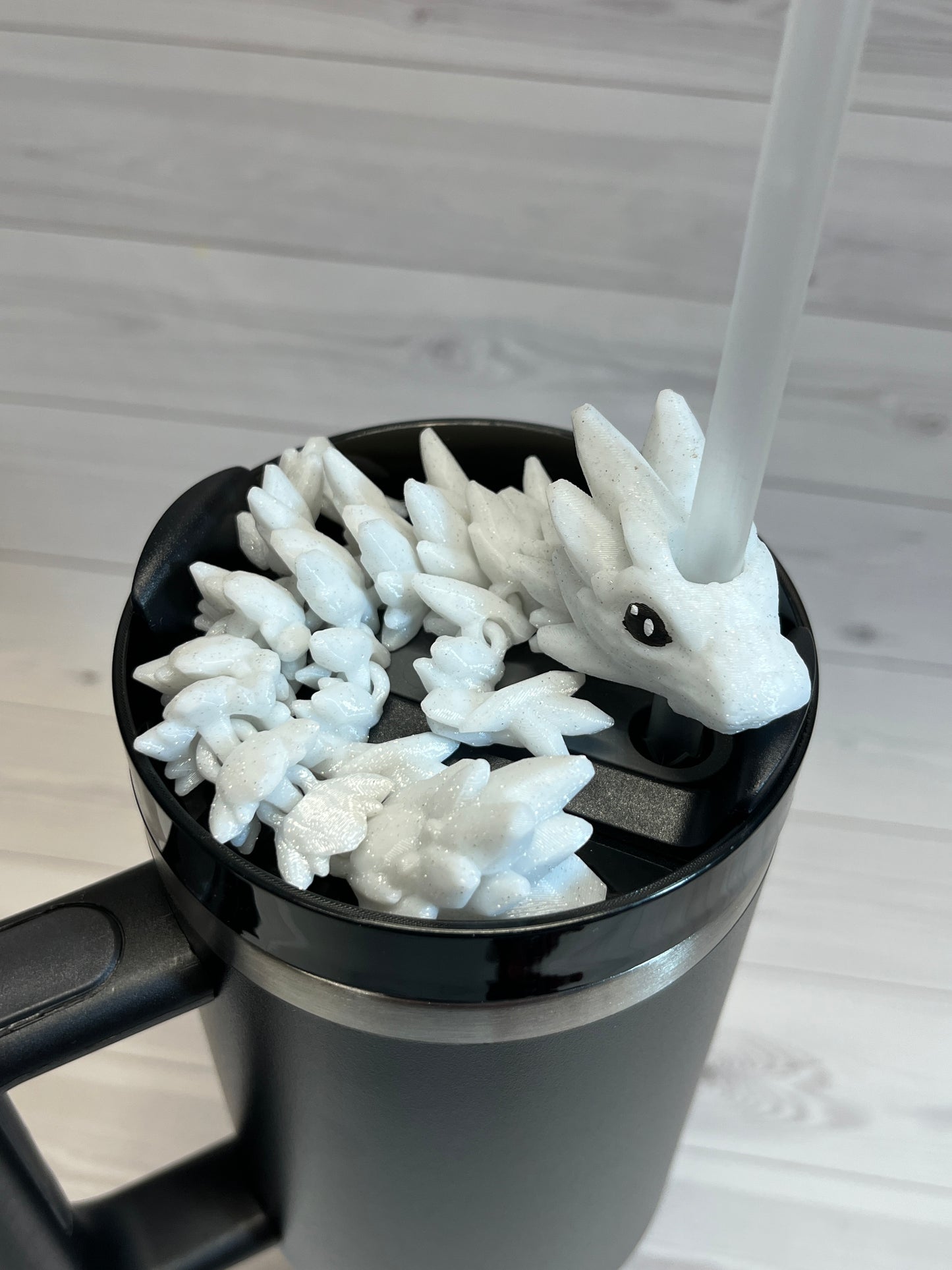Dragon Straw Buddy- Sparkle White