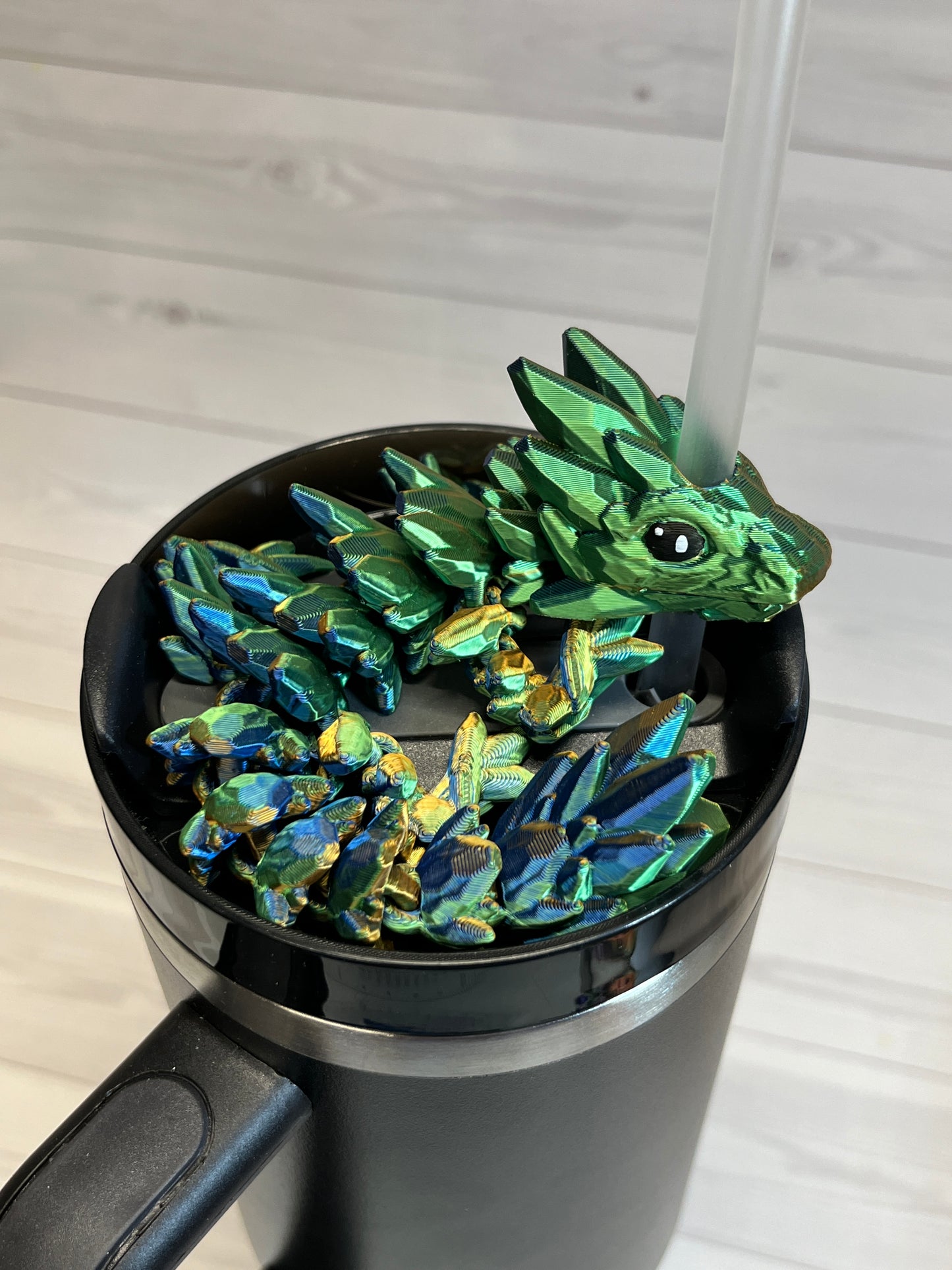 Dragon Straw Buddy- Tri Blue/Green/Gold