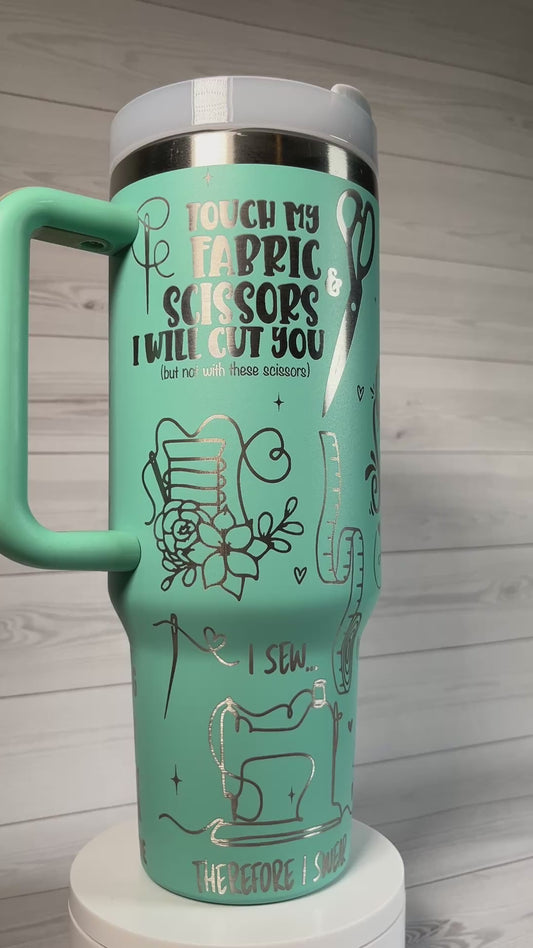 Crafting- Crazy Sewing Lady 40 oz tumbler
